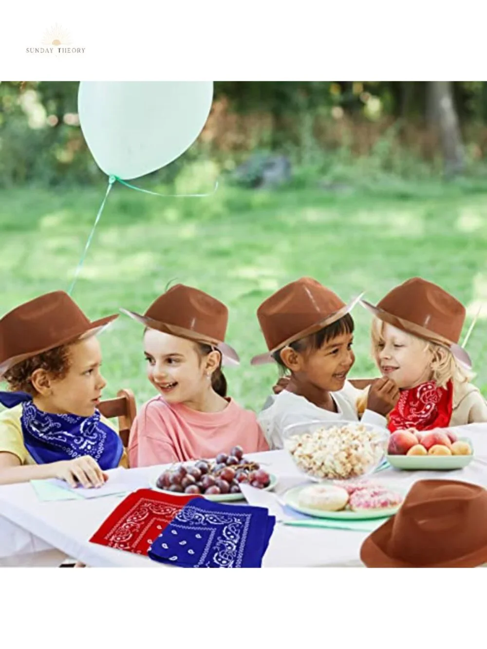 24pc Western Cowboy Party Hats with Paisley Bandanas, Kids Costume Accessories,